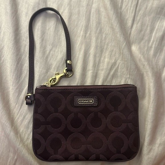 Coach brown canvas wristlet wallet - Picture 1 of 3